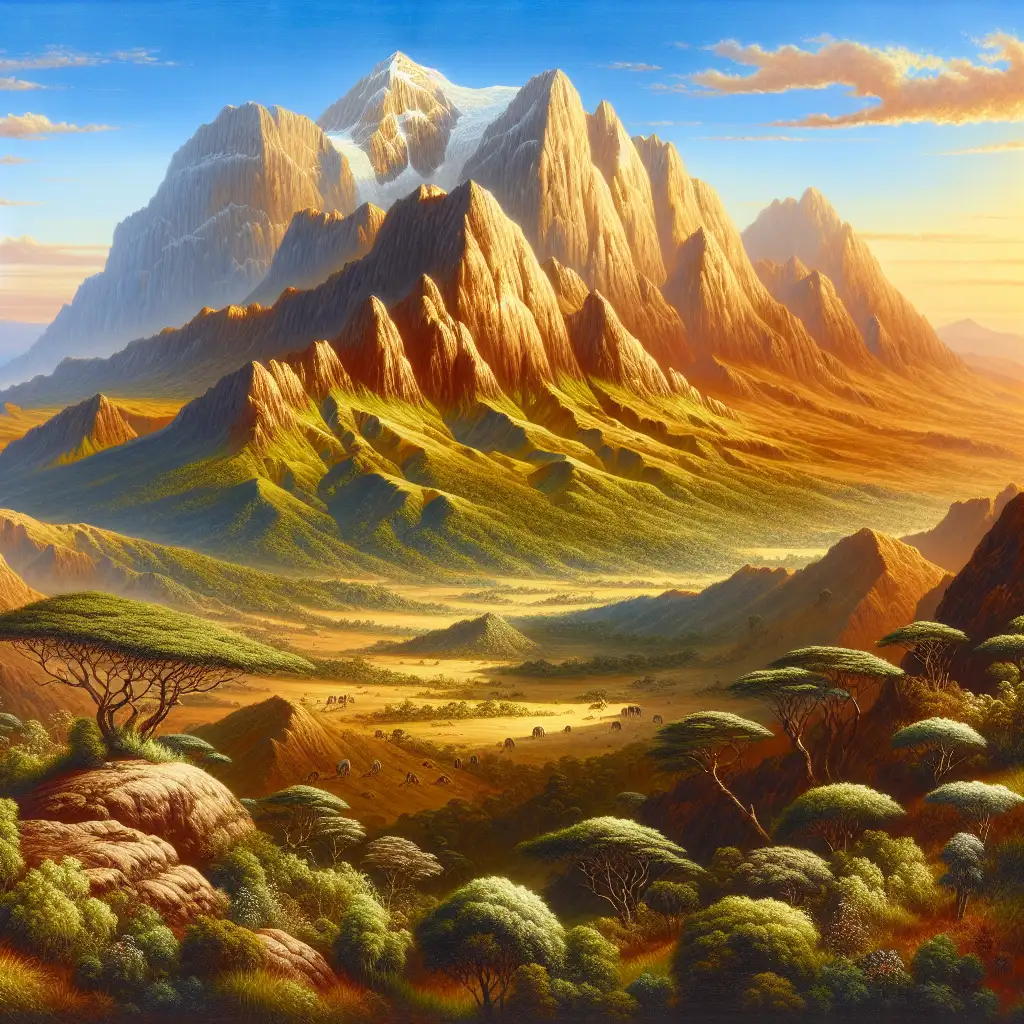 Qual é a cadeia de montanhas da África Oriental com o Monte Quênia?