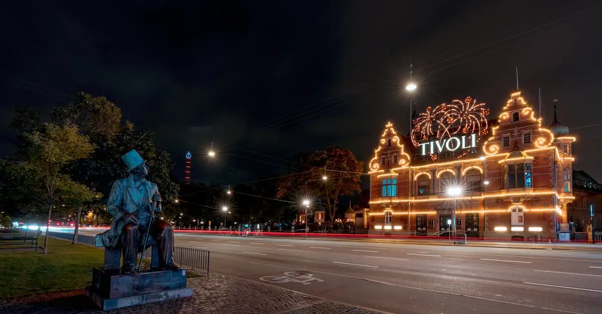 Qual cidade da Dinamarca abriga os Jardins Tivoli?