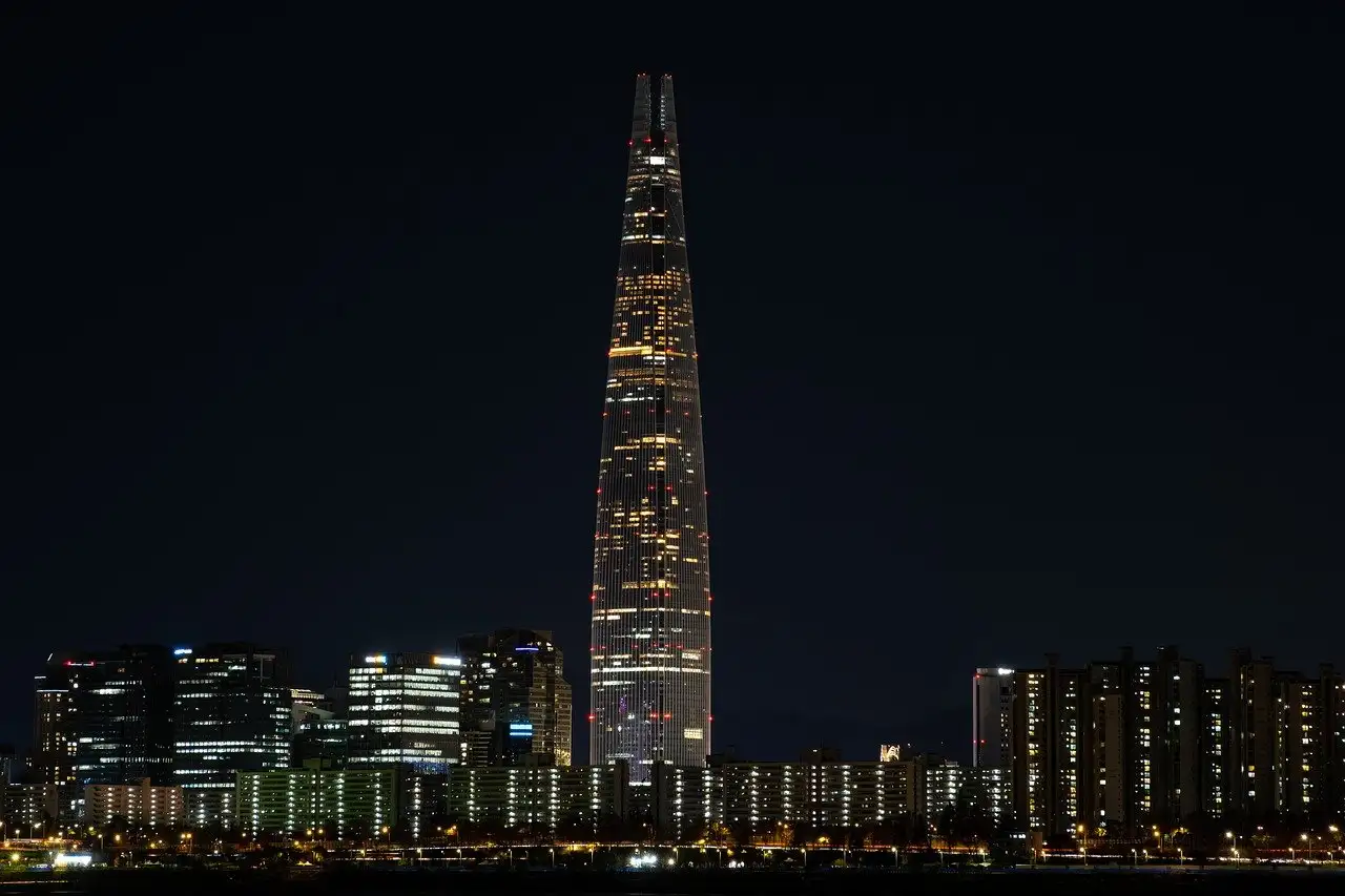 Onde fica a Lotte World Tower em Seul, Coreia do Sul?