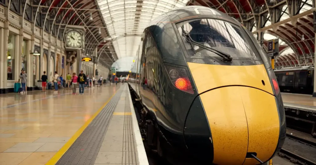 Qual foi a primeira linha de trem de passageiros na Inglaterra?