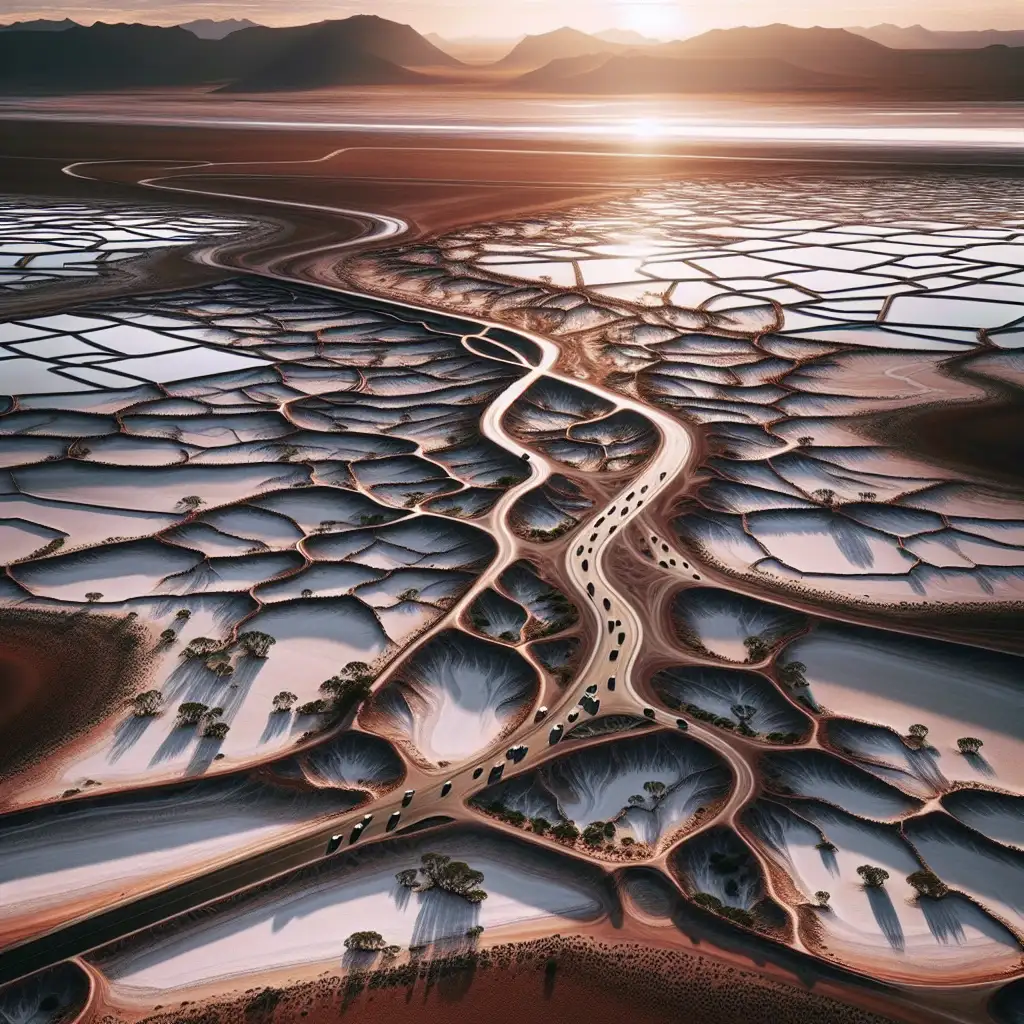 Quais são as planícies salinas do deserto de Gibson?