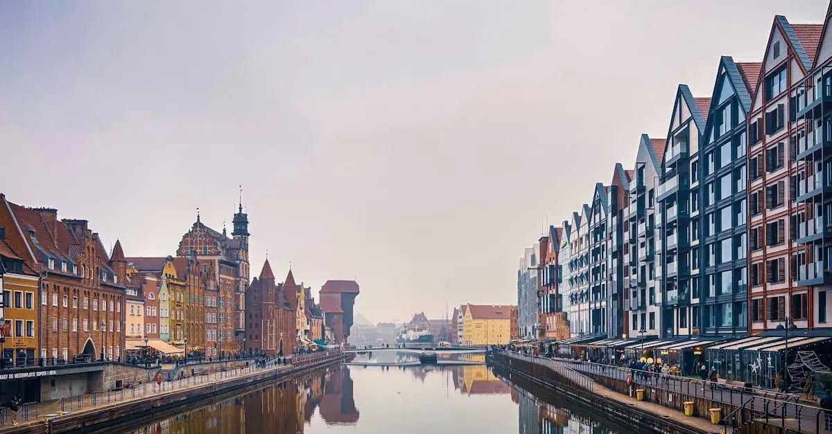 Quanto tempo leva para ir de Amsterdã a Gdańsk de ônibus ou trem?