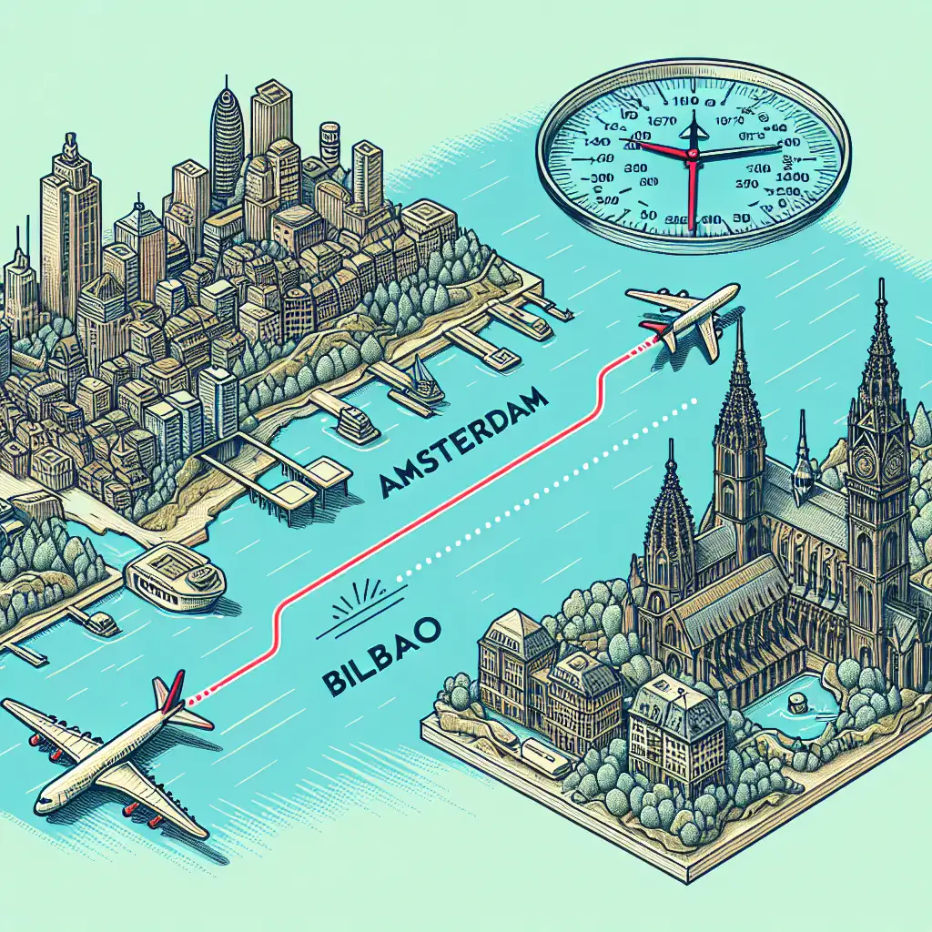 Qual é a duração do voo de Amsterdã a Bilbao?