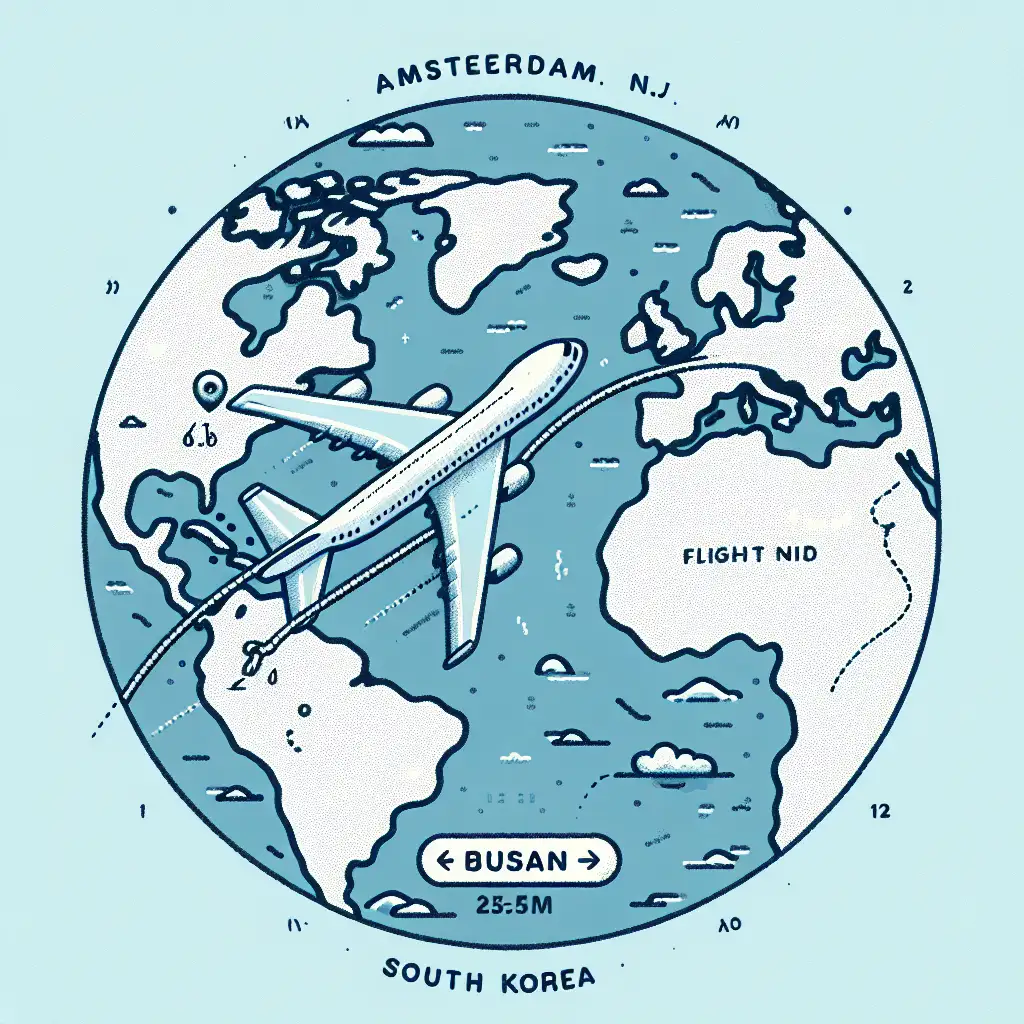 Qual é a duração do voo de Amsterdã a Busan?